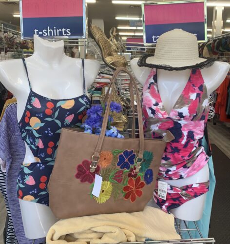 2 mannequins wearing swim suits
